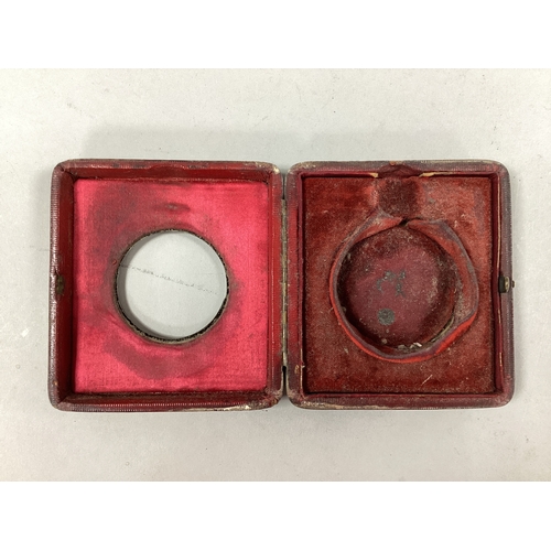 36 - An Edwardian Hallmarked Silver Mounted Pocket Watch Case / Stand, A&LLd, Birmingham 1903, plush line... 