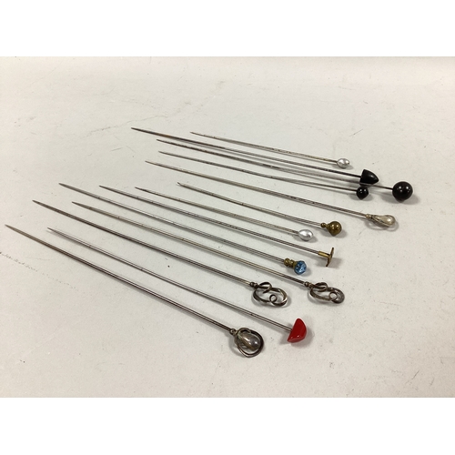 41 - A Collection of Antique Hatpins, including Charles Horner, of scrolling design, etc.