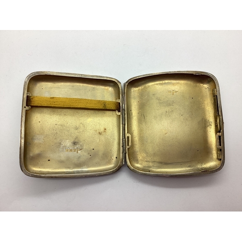 48 - A Hallmarked Silver Cigarette Case, Walker & Hall, Sheffield 1914, of plain curved cushion shape, mo... 