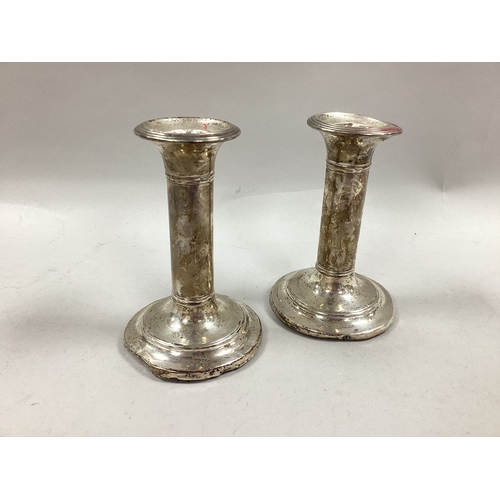 5 - A Pair of Hallmarked Silver Candlesticks, Ellis & Co, Birmingham 1907, each of plain form with reede... 