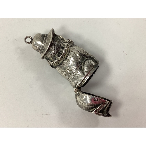 51 - A Novelty Hallmarked Silver Vesta Case in The Form of Mr Punch's Dog Toby, London (date letter uncle... 