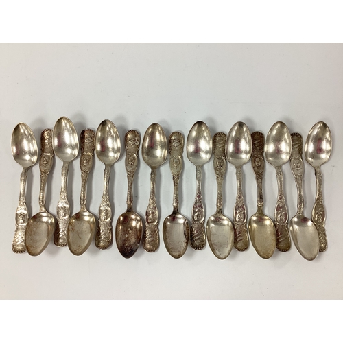 8 - Fourteen William Rogers American 'Kitchener' Commemorative Spoons, together with a (Field Marshall) ... 
