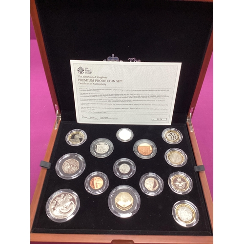 103 - 2018 Royal Mint UK Premium Proof Coin Set, cased with a certificate of authenticity.