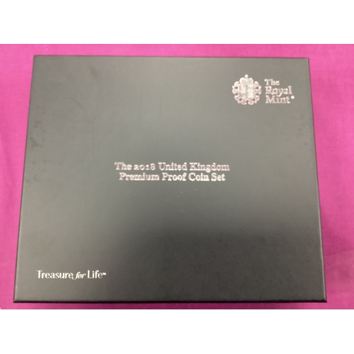 103 - 2018 Royal Mint UK Premium Proof Coin Set, cased with a certificate of authenticity.