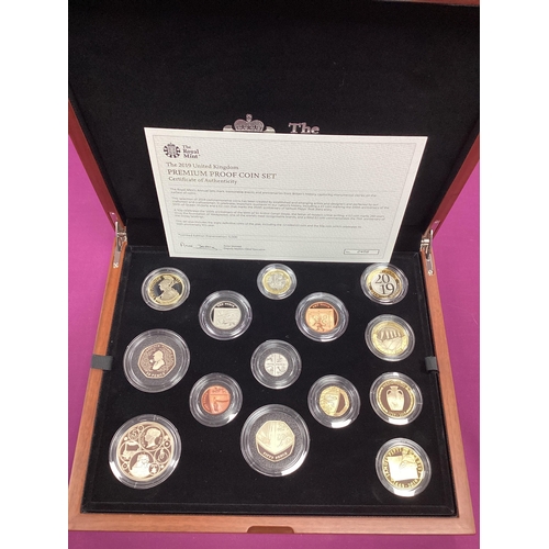 104 - 2019 Royal Mint UK Premium Proof Coin Set, cased with a certificate of authenticity.