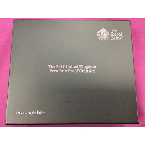 104 - 2019 Royal Mint UK Premium Proof Coin Set, cased with a certificate of authenticity.
