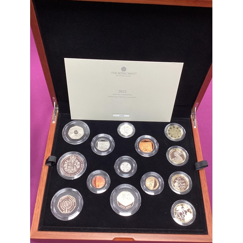 106 - 2021 Royal Mint UK Premium Proof Coin Set, cased with a certificate of authenticity.