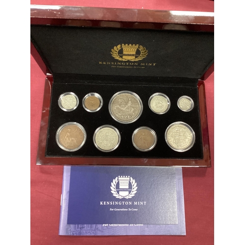 110 - Kensington Mint 'For Generations To Come' 1935 George V Nine Coin Set, includes a silver Crown, Half... 