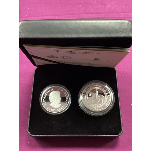 111 - 2022 Royal Mint And Royal Canadian Mint QEII Platinum Jubilee Celebration One Ounce Fine Silver Proo... 
