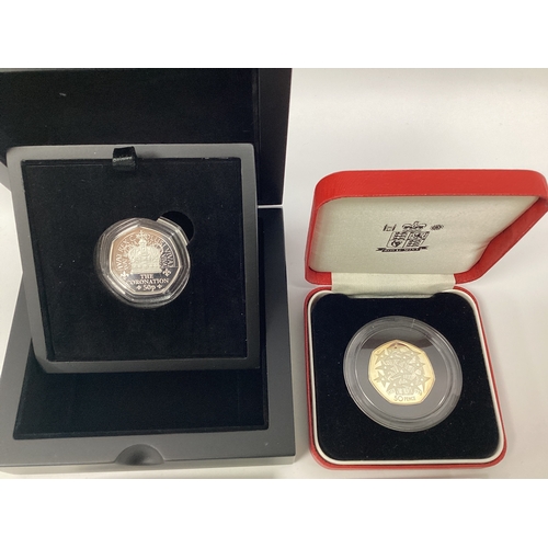 114 - 2024 King Charles III Inaugural Year Silver Proof 50p Coin, together with a 1998 Royal Mint silver p... 
