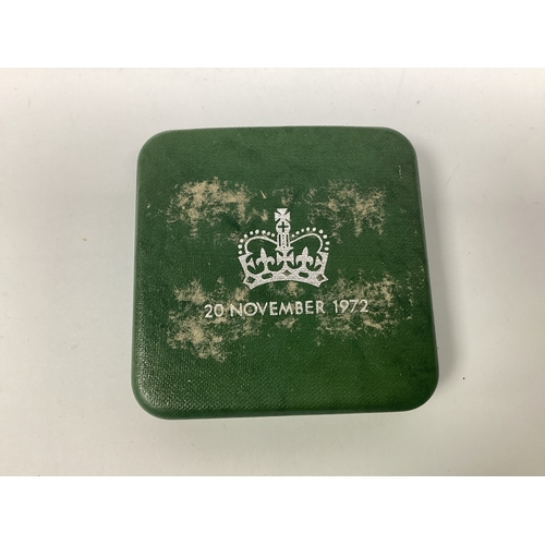 129 - 1972 Royal Mint Silver Proof Crown, together with a 1982 Falkland Islands silver proof 50p, both cas... 