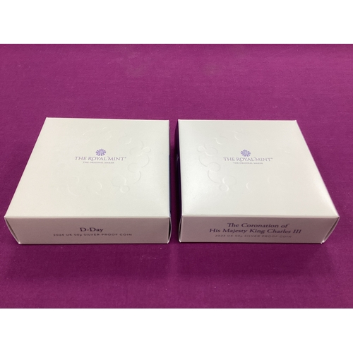 133 - Two Royal Mint UK Silver Proof 50p Coins, includes a 202 Coronation of King Charles III and a 2024 D... 