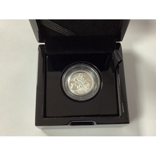 155 - 2025 Charles III Royal Mint Silver Proof Sovereign, cased with a certificate of authenticity.