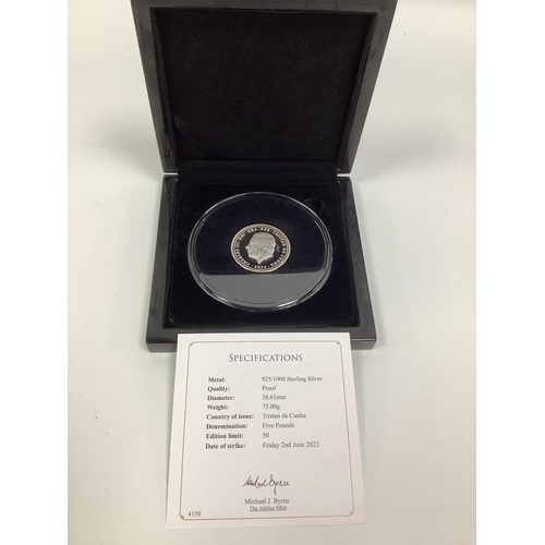 159 - 2023 Tristan Da Cunha 70th Anniversary Of The Queen's Coronation Silver Proof Triple Thickness £5 Co... 