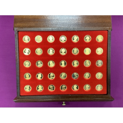 200 - Danbury Mint 'Our Royal Sovereigns' Sterling Silver Gilt Seventy Medal Collection, features a comple... 