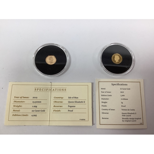 209 - 2019 400th Anniversary Quarter Laurel Gold Proof Coin, together with a 2019 D-Day gold proof quarter... 
