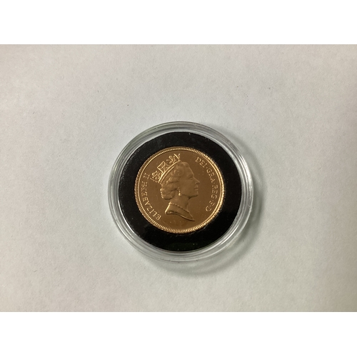 215 - 1985 QEII Gold Half Sovereign, encapsulated.