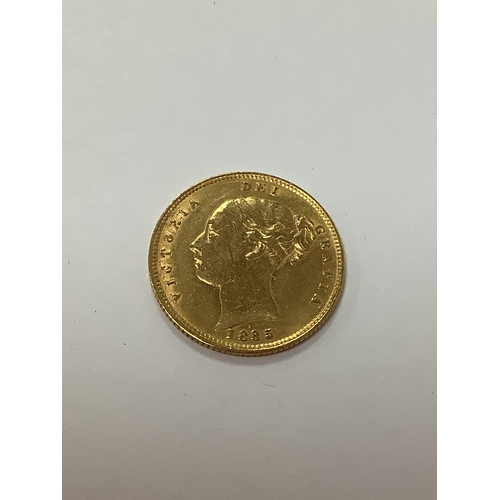 216 - 1885 Victoria Young Head Shield Back Gold Half Sovereign.