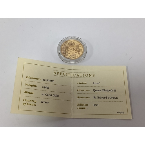 222 - 2013 Coronation Jubilee Gold £1 Coin, encapsulated with a certificate of authenticity.