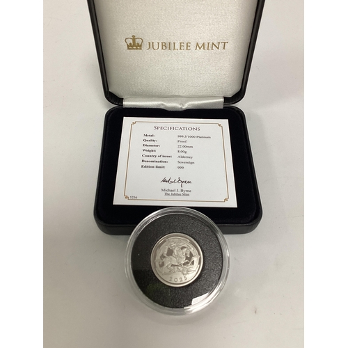 228 - 2025 Charles III Jubilee Mint Platinum Proof Sovereign, cased with a certificate of authenticity.