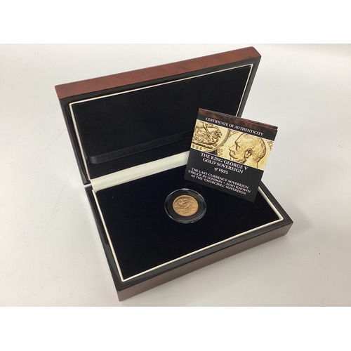 231 - 1925 London Mint George V Gold Sovereign, cased with a certificate of authenticity.
