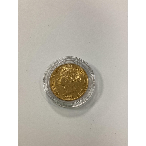 236 - 1866 Victoria Australia Gold Sovereign, Sydney Mint, cased with a certificate of authenticity.