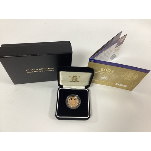 242 - 2002 Royal Mint Gold Proof Sovereign, cased with a certificate of authenticity.