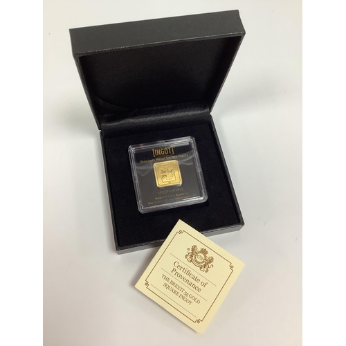 243 - A Brexit Fine Gold Proof Ingot, cased with a certificate of authenticity.