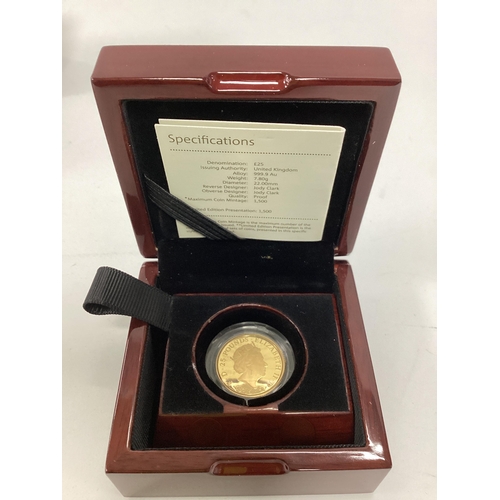 245 - 2017 Royal Mint UK 'The Queen's Beasts' Quarter Ounce Gold Proof Coin, The Unicorn of Scotland, case... 