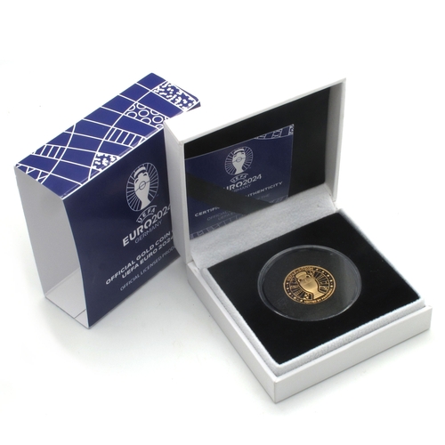 251 - UEFA Euro 2024 Gold Proof Quarter Ounce Solomon Islands $25 Coin.