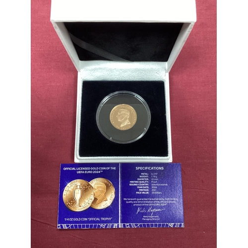 251 - UEFA Euro 2024 Gold Proof Quarter Ounce Solomon Islands $25 Coin.