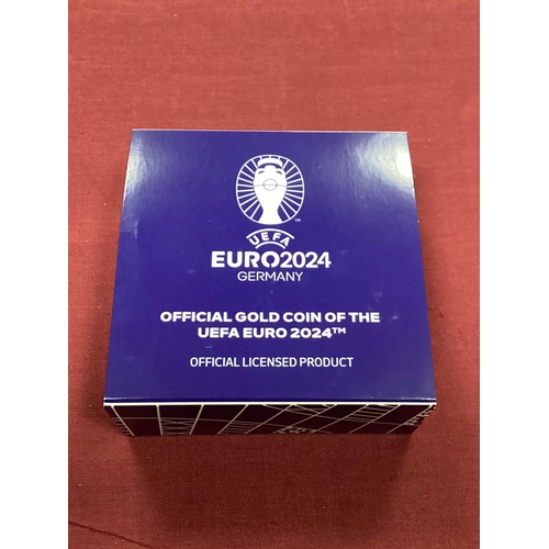 251 - UEFA Euro 2024 Gold Proof Quarter Ounce Solomon Islands $25 Coin.