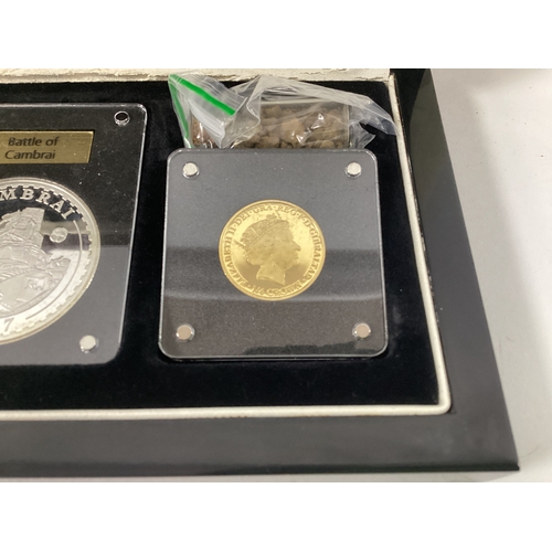 253 - 2016 London Mint 'The Battle Of The Somme' Gold And Silver Proof Four Coin Set, includes a gold Gibr... 