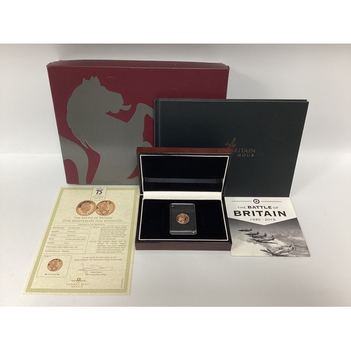 254 - 2015 QEII London Mint 'The Battle Of Britain' Gold Proof Sovereign, cased with a certificate of auth... 