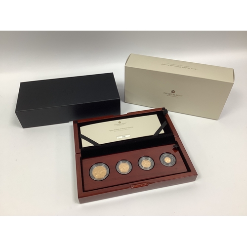 258 - 2022 Royal Mint QEII Memorial Four Coin Sovereign Set, includes a double, full, half and quarter Sov... 