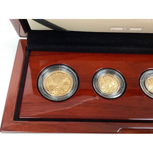 258 - 2022 Royal Mint QEII Memorial Four Coin Sovereign Set, includes a double, full, half and quarter Sov... 