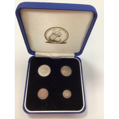 61 - 1902 Edward VII Four Coin Silver Maundy Set, cased.