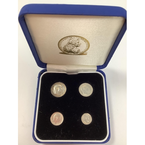 61 - 1902 Edward VII Four Coin Silver Maundy Set, cased.