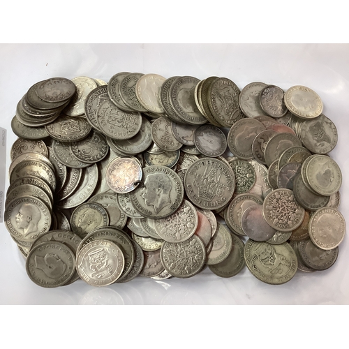 74 - Collection Of GB Pre 1947 Silver Coins, Half Crowns, Shillings, Threepences etc, total weight 465g.