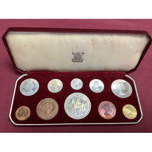 76A - 1953 Royal Mint QEII Coronation Ten Coin Proof Set, in original red case.