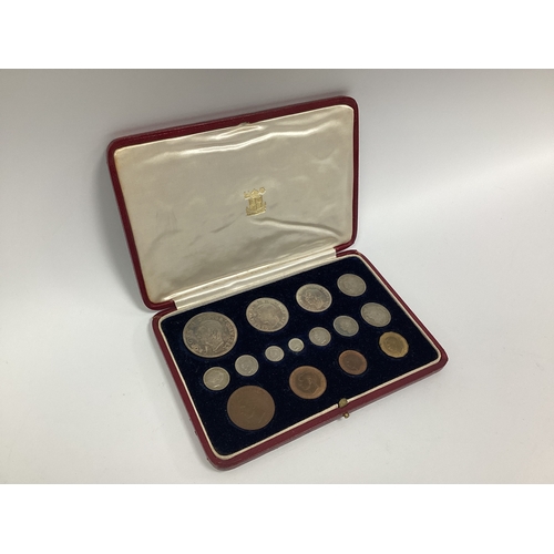 79 - 1937 Royal Mint George V Coronation Fifteen Coin Specimen Set, including Maundy, in original red cas... 