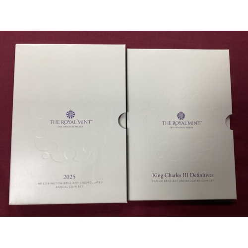 84 - Two Royal Mint UK King Charles III Bunc Coin Sets, includes a 2023 Definitives and a 2025 Annual set... 
