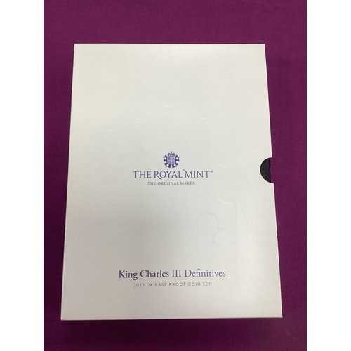 85 - 2023 Royal Mint UK King Charles III Definitives Base Proof Coin Set, cased with a certificate of aut... 