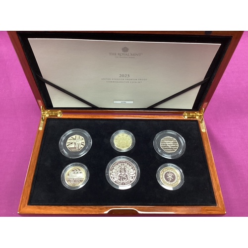 88 - 2023 Royal Mint UK Premium Proof Commemorative Coin Set, cased with a certificate of authenticity.