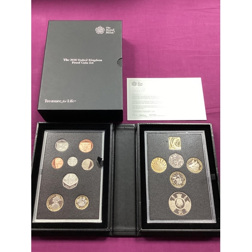 93 - 2020 Royal Mint UK Proof Coin Set, cased with a certificate of authenticity.