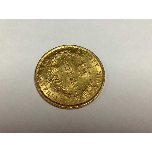 236 - 1866 Victoria Australia Gold Sovereign, Sydney Mint, cased with a certificate of authenticity.