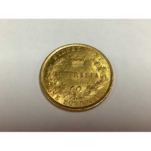 236 - 1866 Victoria Australia Gold Sovereign, Sydney Mint, cased with a certificate of authenticity.