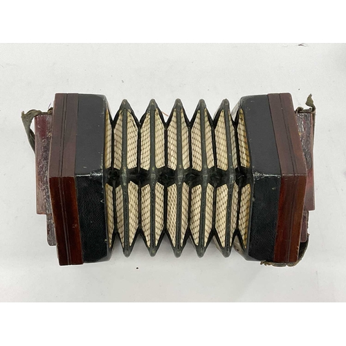 1354 - A Lachenal and Co. Concertina, with twenty bone keys, fretwork ends, paper label, model No. 908601, ... 