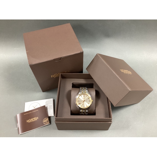 400 - Roamer; A Modern Automatic Gent's Wristwatch, (appears unworn) ref: 550660, two tone bracelet, in or... 