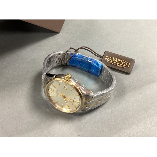 400 - Roamer; A Modern Automatic Gent's Wristwatch, (appears unworn) ref: 550660, two tone bracelet, in or... 